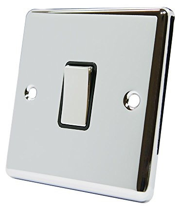 AET CPC1GSWIBC Polished Chrome Classical Black Insert Metal Rocker Switch-10 Amp Single 1 Gang 2 Way Light Switch