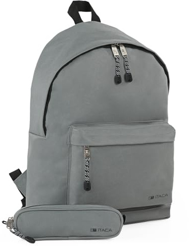 ITACA - Zaino sportivo e zaino scuola ideale per ragazzi, zaino scuola superiore e zaino nero di qualità, Grigio