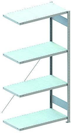 META 1370056 Lagerregal mit 4 Böden, 150 Clip Set, Anbauregal 2000 mm x 1000 mm x 600 mm, Verzinkt