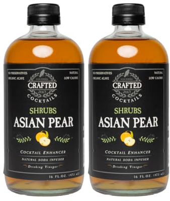 Crafted Cocktails - Asian Pear Shrubs - 2 Pack - Use as cocktail enhancer, soda flavoring, or culinary ingredient