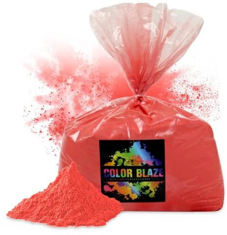 Color Blaze Holi Colored Powder - 5 lbs of Red Powdered Color - for Fun Runs, Color Toss, Rangoli, Powder War, Backyard Party & Festivals - Pack of 1 Colorful Bag - 5 Pounds in Bulk - Red