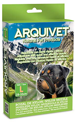 Arquivet Bozal Nylon Talla L con Lazo Acolchado para Perros - Paseo, adiestramiento y protección - Color Negro - para Perros medianos y Grandes - Accesorios caninos