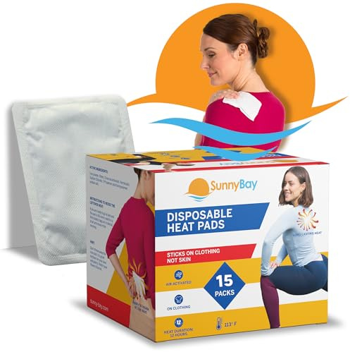 SunnyBay Adhesive Heat Patches for Neck, Knee and Back, 5x3 inch, 15 Count
