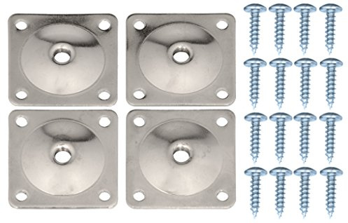 Pandora Hardware Furniture Leg Attachment Plates 5/16 -in, Heavy Duty Top Plate for Sofa, Table, Ottoman and Couch. Mounting Screws Included, 12 Gauge Galvanized Steel Set of 4
