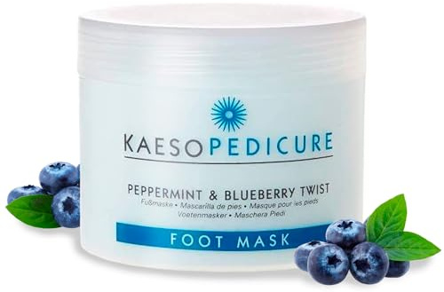 Kaeso Mascarilla para Pies con Menta y Arándanos 450ml que Hidrata y Repara la Piel Seca - Mascarilla Calmante que Suaviza y Nutre Pies Agrietados - Tratamiento Refrescante y Antiedad