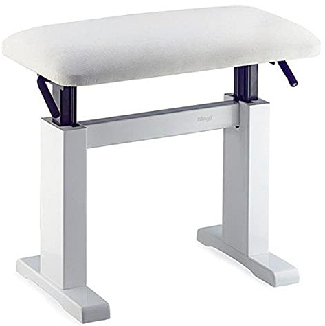 Stagg Deluxe - Banqueta para piano (sistema hidráulico, asiento tapizado de terciopelo), color blanco