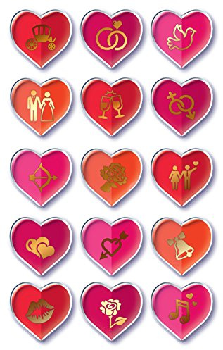 AVERY Zweckform 55179 Deko Sticker Herzen (3D Effekt) 15 Aufkleber