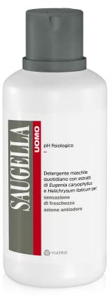 Saugella Uomo, Detergente Intimo e Corpo Rivitalizzante, Antiodore, Con Estratti di Elicriso e Chiodi di Garofano per un Uso Quotidiano nel Rispetto del pH Fisiologico, 500 ml