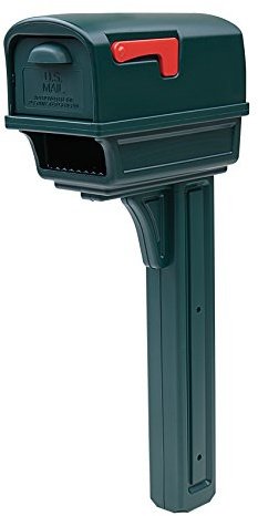 Gibraltar Mailboxes Gentry Large Capacity Double-Walled Plastic Green, All-In-One Mailbox & Post Combo Kit, GGC1G0000