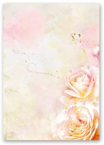 Motivpapper brevpapper rosblommor 50 ark DIN A5-format 90 g/m²