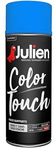 Julien Peinture Aérosol Intérieure et Extérieure Color Touch en Phase Aqueuse - Bleu Radieux Brillant - 400ml