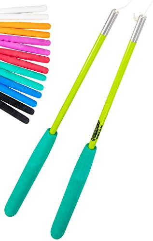 Juggle Dream SuperGlass Diabolo Handstäbe aus Fiberglasrohr und Diaboloschnur - mit Eva-Schaumgriff - in Profi-Qualität Jongliergeräte (Grün)