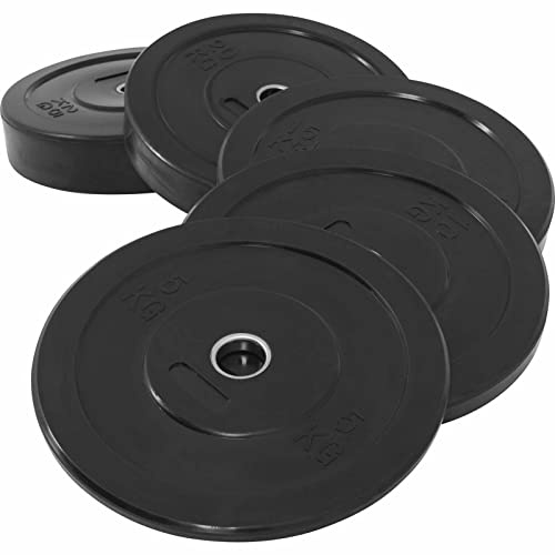 Gorilla Sports® Disques de Poids - Olympiques 5/10 /15/20 / 25 kg Poids, 50mm, Antidérapante, Noir - Disques d'Haltères, Ensemble de Plaques, Haltérophilie, Musculation, Fitness, Gym