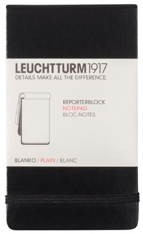 Leuchtturm1917 316831 Reporterblock A6 Pocket Lineatur: blanko, schwarz
