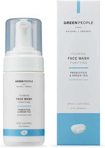 Green People Foaming Face Wash 100ml | Natural & Organic Face Wash | Anti-Blemish Facial Cleanser for Combination Skin, Spot Prone, Oily Skin | SLS Free & Ethyl Alcohol Free | Cruelty Free & Vegan