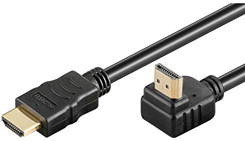PremiumCord Cavo HDMI 4K Alta Velocità M/M, 10,2Gbps con Ethernet, Compatibile con Video 4K@30Hz, Full HD 1080p, Deep Color, 3D, ARC, HDR, Dolby TrueHD, Connettori 90° Placcati Oro, Nero, 1 m