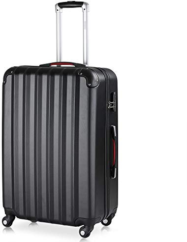 Monzana® Koffer Handgepäck ABS HardCase Gehäuse gummierte Rollen Teleskopgriff Zahlenschloss Reisekoffer Hartschalenkoffer Trolley Schwarz XL