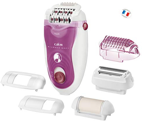 Calor Silence Soft Epilateur 24 pinces précision, Ultra Silencieux, Technologie Microcontact, 5 Accessoires, Fabriqué en France EP5660C0