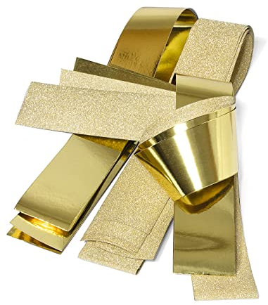 12x Quilling Papier-Streifen glänzend Glitter-Gold Faltstreifen Fröbelstreifen Paper Flechtsteifen Weihnachten