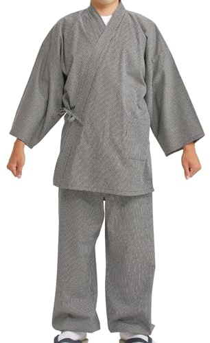 Edoten Men's Japan Kimono quilted clothes Sashiko Samue BK M