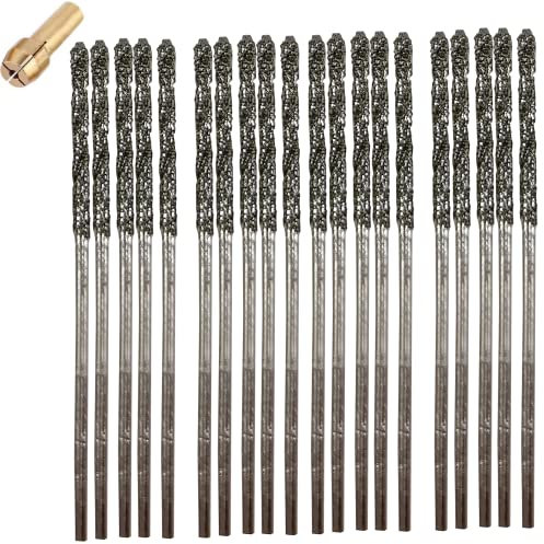 DRILAX Punte diamantate da 1 mm per pietra da perforazione compatibili con set di punte da trapano Dremel Punta a torsione Design gioielli Sea Glass Beach Shell Gemstone 20 pezzi Set
