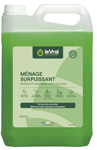 LE VRAI PROFESSIONNEL – Nettoyant Sol & Multi-Surfaces – Détergent Alcalin & Dégraissant Non Moussant – Apte Contact Alimentaire – Parfum Pin des Landes – Fabrication Française – Bidon 5L