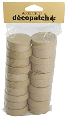 Décopatch EV009O Packung mit 10 runde Schachteln (aus Pappmaché zum Verzieren und Personalisieren, 5 x 5 x 3 cm, ideal für Schmuck, Bonbons oder kleine Gegenstände) 1 Pack kartonbraun