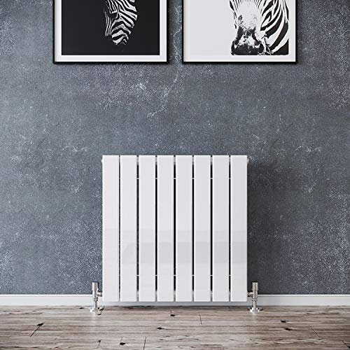 ELEGANT 600x 600mm Slimline Horizontal Radiators, White Single Modern Wall/Floor Mounted Flat Panel Radiator
