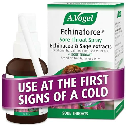A.Vogel Echinaforce Sore Throat Relief Spray | Use at First Signs of a Cold | Fresh Echinacea & Sage | 136 Sprays