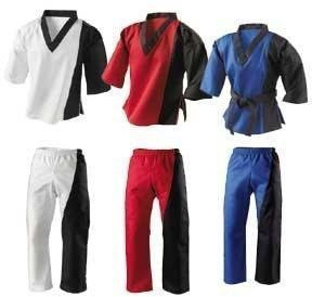 Playwell Martial Arts V - Neck Free Style Demo/Club Uniform Red/Black - 3/160Cm