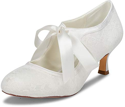 JIA JIA Wedding 14031 Chaussures de Mariée Mariage Escarpins pour Femme Couleur Ivoire, Taille 39 EU