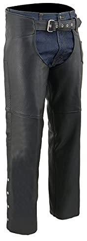 Milwaukee Leather Chaps for Herren Motorradchaps aus hochwertigem Leder, vollständig gefüttert, mit Münzfach vorne, ML1115, Größe L