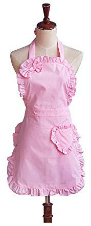 Love Potato Cute Girls Bowknot Lady's Kitchen Restaurant Women's Cake Apron Fashion Funny Aprons for Christmas Gift (Pink)