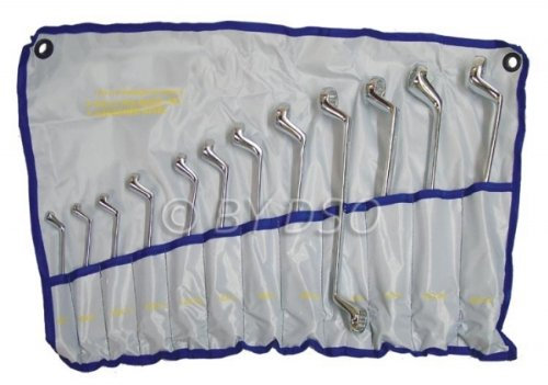 Trade Quality Heavy Duty 12 Piece Double Hex Swan Neck Ring Spanner Set 6-32mm SP024