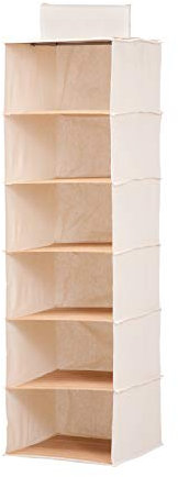 Honey Can Do SFT01003 Hanging Closet Organizer, Bamboo/Canvas, 6Shelf