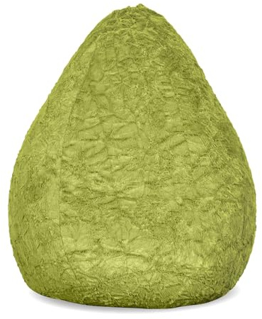 Lumaland Fluffy Sitzsack | Kinderzimmer Sitzkissen 60 x 45 cm | Waschbarer Bezug aus Webplüsch | Flauschiger & weicher Kinder Bodenkissen | Passend für Mädchen & Jungen | 120L Volumen [Grün]