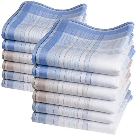 merrysquare - Herren Taschentücher - 100% Baumwolle -40cm x 40cm - LEWIS Modell (x12)