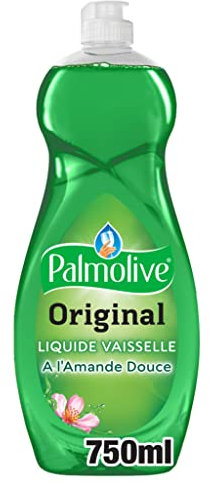 PALMOLIVE - Liquide Vaisselle Palmolive Original à l'Amande Douce - Respectueux de la Peau - Produit Dégraissant Pour une Vaisselle Étincelante - Flacon 750 ml