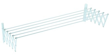 Sauvic 89811 - Tendedero E x tensible plastificado 160 cm, Color Blanco, 160 x 78 x 26,5 cm