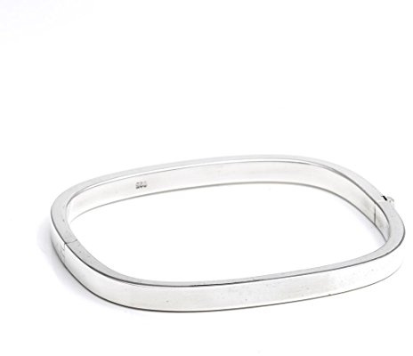 Silverly Bracciale Rigido in Argento Massiccio 925 con Cerniera Quadrata da 5,2mm | Elegante Bracciale in Argento Sterling con Tubo Quadrato | Regali di Compleanno per Mamma e Zia