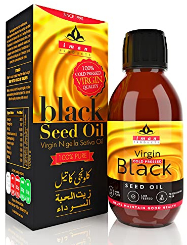 IMAN Black Seed Oil (100ml) MAX Strength Virgin Cold Pressed Nigella Sativa Seed 100% Pure Virgin Unrefined Natural Blessed Cumin Seeds - Immune System Booster Supplement -