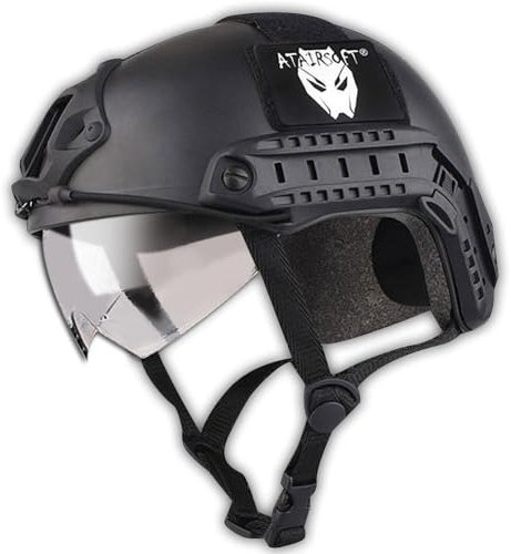 ATAIRSOFT MH Typ Schützend Paintball Kriegsspiel Armee Airsoft Taktische Schneller Helm mit Schutzbrille Schwarz