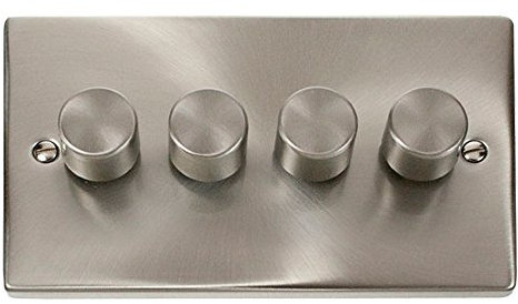 Click Deco Satin Chrome 4 Gang 2 Way 400 Watt Dimmer Switch VPSC154
