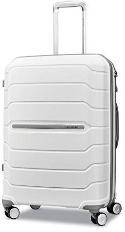 Samsonite Unisex-Adult Freeform Hardside espandibile con doppie ruote girevoli, bianco, Checked-Medium 24-Inch, Freeform Hardside espandibile con doppie ruote girevoli