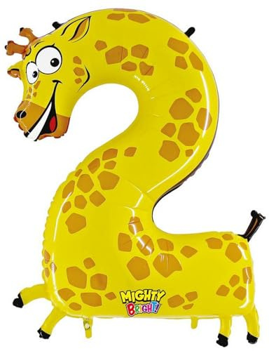 1 Folienballon Zahl 2 Giraffe, 40 inch, 1.0 m