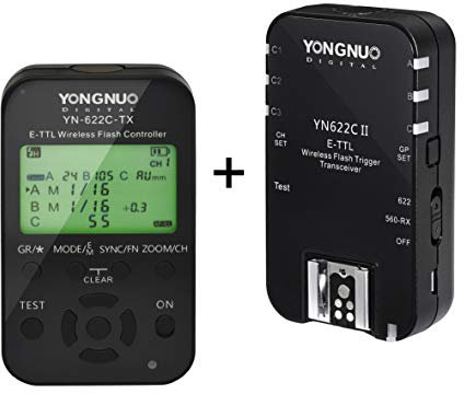 Yongnuo YN622C TX Kit – Yongnuo YN-622 Receiver and TX YN-622TX Transmitterfor Canon (FEC, FVL, LCD, 100 m) - Black