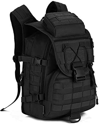 HUNTVP 40L Militar Rucksack Taktisch Wanderrucksack Wasserdicht Trekkingrucksack MOLLE Tactical Sportrucksack Daypack Tagesrucksack Kampfrucksack 14 Zoll Laptoptasche für Outdoor Wandern, Schwarz