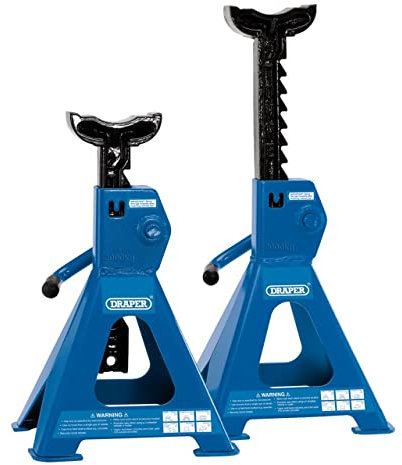 Draper 30878 Ratcheting Axle Stand, 2 Tonne Capacity, 36mm x 85mm Saddle, Pair