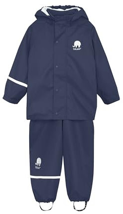 Celavi Jungen Basic Rainwear Set -Solid Pu Regenjacke, Dark Navy, 140 EU