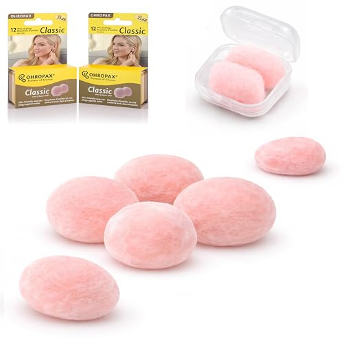 Ohropax Reusable Wax/Cotton Ear Plugs (12 Plugs Total)- Ear Plugs for Sleeping Noise Cancelling, Swimming, Shooting Ear Protection, and a snoring Solution
